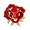 Rhinestone Red Flower Brooch Pin for Women Girls Gold-Tone Fashion Crystal Enamel Rose Brooches Lapel Pins Elegant Dress Accessories Jewelry Boutonniere Corsage for Hat Bag Gift Wedding Father&#39;s Day