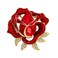 Rhinestone Red Flower Brooch Pin for Women Girls Gold-Tone Fashion Crystal Enamel Rose Brooches Lapel Pins Elegant Dress Accessories Jewelry Boutonniere Corsage for Hat Bag Gift Wedding Father's Day