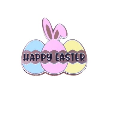 Happy Easter Brooch Pin for Women Girls Fashion Enamel Blue Pink Yellow Eggs Bunny Rabbit Animal Festival Brooches Lapel Pins Cute Dress Accessories Holiday Party Jewelry Gift for Daughter Niece