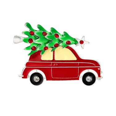 RareLove Driving Home for Christmas Car Red Enamel Pin Rhinestone Brooch Christmas Pin for Women, Cute Pins,Christmas Jewelry