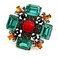 CYPINA Antique Orange Round Stone Domed Green Maltese Cross Brooches Burst Star Pins for Women Fashion