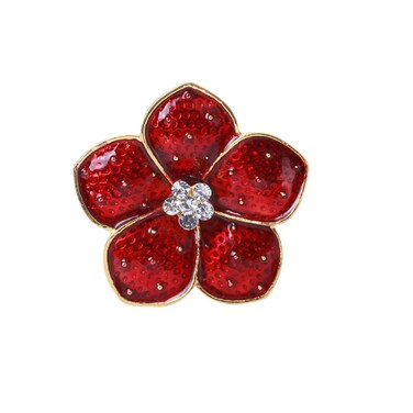 Delicate Poppy Flower Rhinestones Brooches Pins Minimalist Red Enamel Flowers Brooch Classic for Wedding Party Dance Banquet for Women Ladies Girls Dainty Elegant Beautiful Lapel Pins Dress Suit Shirt