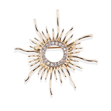 Kaichen Gold Sun Brooch Pins for Women Fashion Sunflower Sun Round Shape Brooch Costume Jewelry Tassels Sparkly Accessorices Brooches for Women