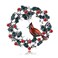 Cardinal on Wreath Pin Red Bird with Crystal Flower Green Leaf Christmas Brooches for Women Gifts Holiday Party Decorations with Message Card &amp; Box