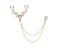 Knighthood Golden Crystal Detailing Reindeer Head With Hanging Chain Metal Lapel Pin Brooch for Men Jewelry Christmas Winter Party Unisex Gifts Costume Decorations