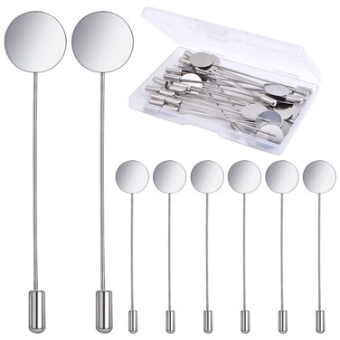 30pcs Round Tray Lapel Stick Pins Stainless Steel Tray Lapel Pin Blank Stick Brooch Pins DIY Costume Jewelry Accessories with a Box for Men Women Suit Tie Hat Scarf Badge