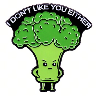 Ficsowy Broccoli Pin Badge Cute Cartoon Green Vegetables Brooch for Kids, Teens, Women, Men, I Don't Like You" Message