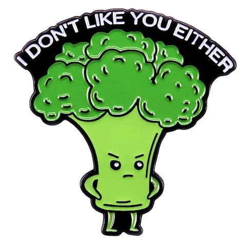 Ficsowy Broccoli Pin Badge Cute Cartoon Green Vegetables Brooch for Kids, Teens, Women, Men, I Don&#39;t Like You&quot; Message