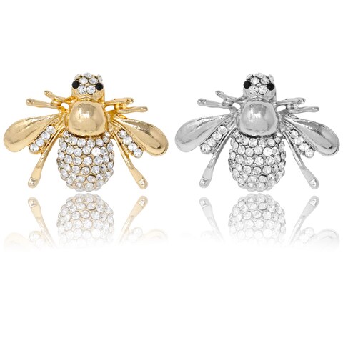 Honbay 2PCS Alloy Rhinestones Bee Brooch Pins Insect Themed Honey Bee Brooches Fashion Animal Lapel Pins in A Box for Birthday Party Anniversary (2 Color)