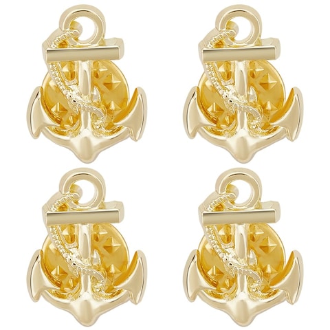 WEBEEDY 4 Pcs Anchor Brooch Lapel Pin Gold Anchor Jewelry Pin Broach Navy Pins Pendants Coat Suit Jacket Wedding Gift Party Shirt Collar Accessories Brooch for Women Men