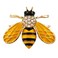 SELOVO Honeybee Bee Yellow Enamel Small Cute Brooch Pin Gold Tone Clear Crystal