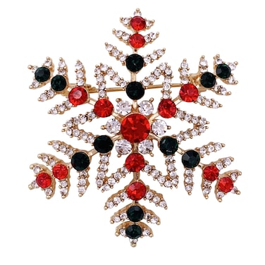 SELOVO Multicolor Bling Crystal Snowflake Brooch Pin Christmas Accessory Gold Tone