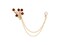 Knighthood Golden Vase with Red Stone Flower Detailing Hanging Chain Metal Lapel Pin Brooch for Men