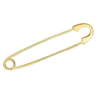Solid 14k Yellow Gold Classic Safety Pin Brooch (1.30 inch)
