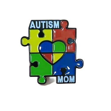 Autism Mom Autistic Mother Rainbow Puzzle Enamel Lapel Pin Metal Badge Brooch For Backpacks