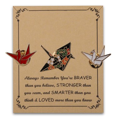 BNQL 3pcs Origami Crane Brooch Paper Crane Brooch Cartoon Pins Origami Crane Paper Cranes Brooch Gifts Paper Crane Enamel Pin