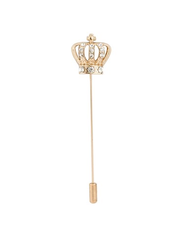 Knighthood Men's Elegant Crystal Crown Brooch/Lapel Pin -Golden Golden