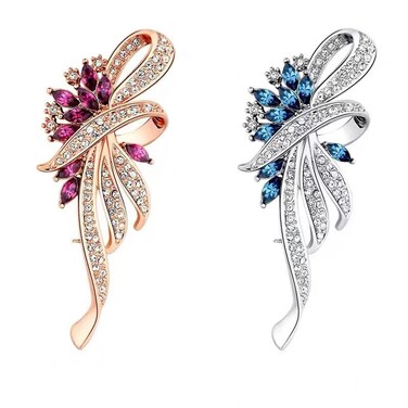 2PCS Austrian crystal rhinestone flower fashion brooch for women fashion elegant personality brooch