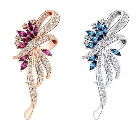 2PCS Austrian crystal rhinestone flower fashion brooch for women fashion elegant personality brooch
