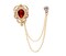 Knighthood Red Stone With Gold Engraving Metal Crystal Chain Brooch for Men