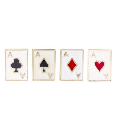 Knighthood Ace of Diamonds Hearts Spades Clubs Playing Card Lapel Pin for Men