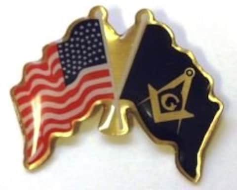 D9791 Masonic Lapel Pin with American Flag and Square &amp; Compass Flag