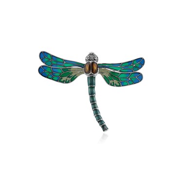 Gemondo USA 925 Sterling Silver Dragonfly Green/Blue Enamel with Marcasite Brooch
