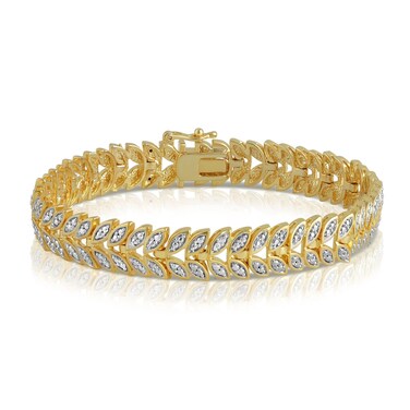 Beyond BrillianceWedding Party Wear Leaf Design Crafted Round-cut Diamond Fashion Bracelet   Diamond Accent Jewelry for Women   Gift Box Included