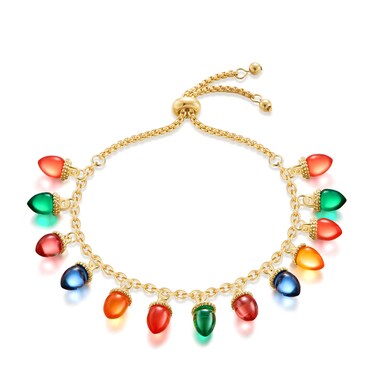 CLASSYZINT Christmas Gold Adjustable Bracelets For Women Christmas Lantern Light Charm Colorful Beads Bracelets Christmas Jewelry Gifts