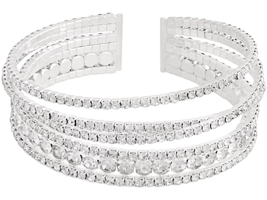 Sacina Silver-tone-tone Tennis Cuff Bracelet, Tennis Bracelets for Women, RhineCrystal Bracelet for Women, Fake-Diamond Bracelet, Bling Bracelet, Christmas Jewelry Gifts