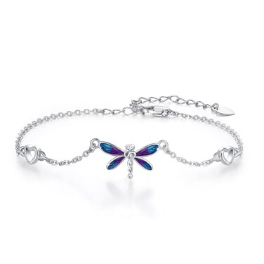COZBUTY Dragonfly Bracelet For Women S925 Sterling Silver Dragonfly Bracelets For Women Dragon Fly Link Bracelet Dragonfly Jewelry Gifts For Women Dragonfly Lover