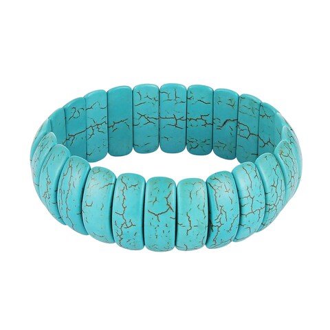 HZMAN Simulated Turquoise Stretch Bracelet for Women Adjustable Handmade Bohemian Ethnic Tribal Turquoise Bangle Bracelet Jewelry Gift