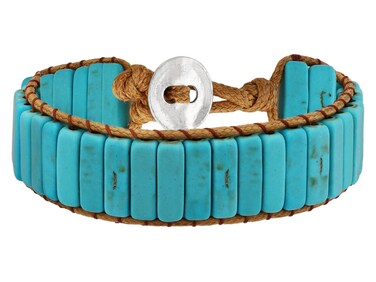 MINACHI Natural Stone Wrap Bracelets for Women Men Bohemian Bracelets Created Turquoise Rectangular Beads Jewelry