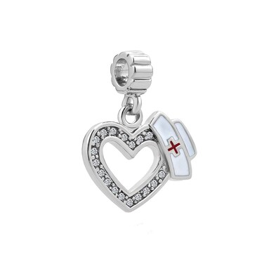 SBI Jewelry Stethoscope Nurse Charm for Bracelet Women Compatible with Pandora Charm Bracelet Charms Red Cross Love Heart Necklace Pendant Birthday