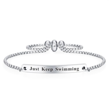Jzxwan Just Keep Swimming Bracelet Inspiration Gifts for Women Swimmer Jewelry