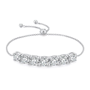 SecreTalk 7CT Moissanite Tennis Bracelet for Women, 4 Prong 925 Sterling Silver D Color Ideal Cut Moissanite Bracelet with Certificate of Authenticity (7CT)
