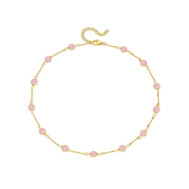 NORLSO Turquoise Dainty Choker Necklace for Women 18K Gold Plated Green Crystal Stone Chain Link Necklace Emerald Cubic Zircon Rhinestone Quartz Charm Necklaces Jewelry for Women