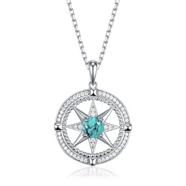 LoveBhatia Birthstone Necklace for Women, 925 Turquoise necklace sterling silver,18k Gold Plated Compass pendant necklace, Mother&rsquo;s Day Mom Wife Girlfriend Birthday Anniversary Jewelry Gift