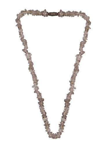 Svelandre - 100% Authentic Natural Smoky Crystal Quartz Gemstone Necklace for Women I Chip Cut Beads (16 Inch), Brownish-Grey Shades,