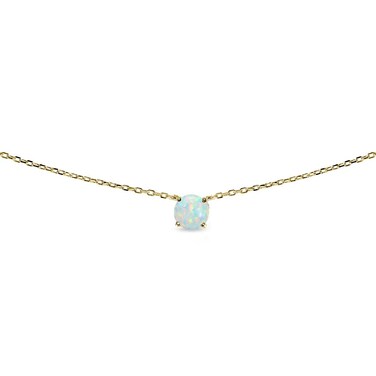 Lovve Yellow Gold Flashed Sterling Silver Round-cut Created Opal Solitaire Choker Necklace for Women