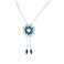 HSQYJ Elegant Crystal Flower Pendant Necklace Pretty Rhinestone Floral Adjustable Long Sweater Necklace Fashion Jewelry for Women Gift (Blue Sunflower)