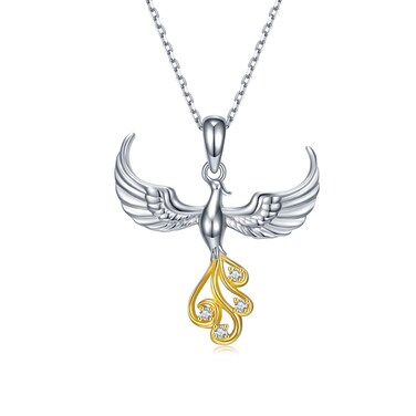 CVRAVO Phoenix Necklace 925 Sterling Silver Rising Phoenix Pendant Necklace Bird Pendant Jewelry for Women Mom Daughter