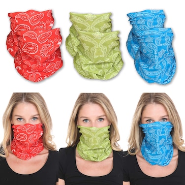 Triple9 Shop Balaclava Face Mask, Neck Gaiter, UV Protector Hood Motorcycle Ski Snowboarding Cycling Hunting Scarf for Men Women Kids (Red, Green, Light Blue)