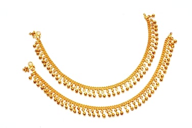 Deccani Handicrafts Daily Use Metal Alloy(Panchaloha) Anklets for Women- Curb Chain with Big Hanging Beads