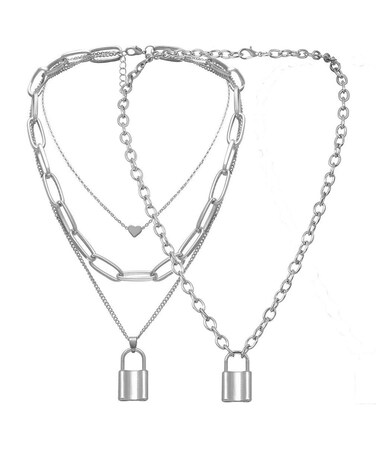 Tanyoyo Heart Lock Pendant Chain Choker Necklace for Women Men Eboy Egirl Male Emo Goth Pendants Necklaces Set