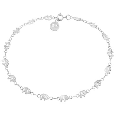 Dainty Safari Elephant Parade Link .925 Sterling Silver Bracelet or Anklet   Elegant and Playful Animal-Themed Jewelry for Women