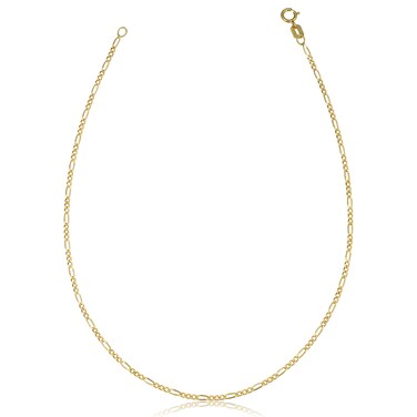 KoolJewelry 14k Yellow Gold Figaro Anklet Foot Chain Bracelet Summer Beach Jewelry (1.4 mm, 10 inch)