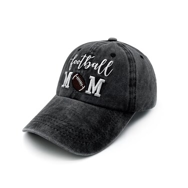 Waldeal Football Mom Hats for Women, Adjustable Embroidered Football Lover Gifts Black