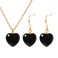 TaYolnFaSo Black Agate Jewelry Set for Women Dainty Cute Heart Black Agate Earrings Necklace Natural Heart Black Onyx Jewelry Gift for Girlfriend Wife