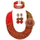 aczuv 8 Rows African Jewelry for Women Nigerian Beads Wedding Necklace Set Bridal Jewelry Sets (Opaque Red Golden Color)
